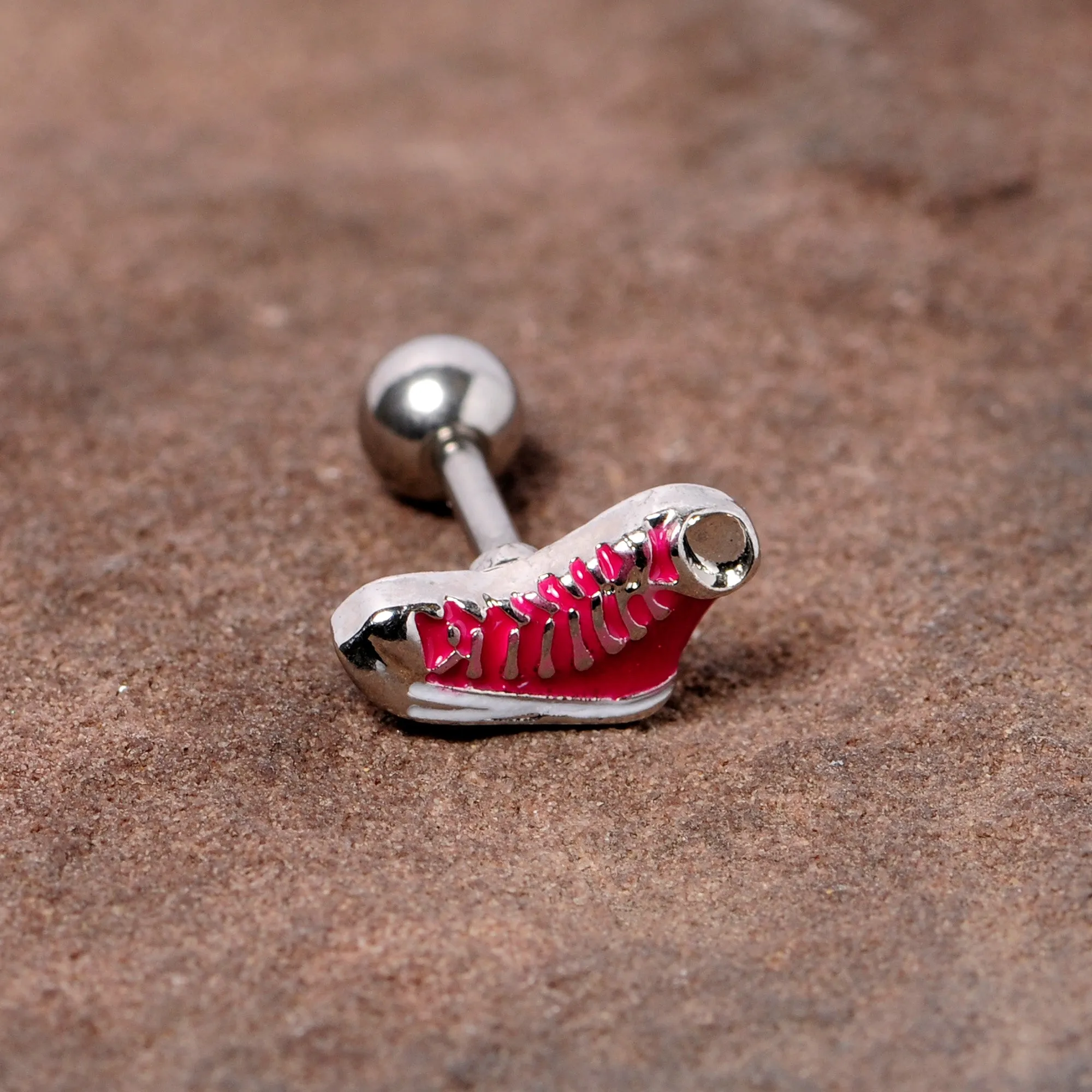 16 Gauge 1/4 Pink High Top Sneaker Cartilage Tragus Earring