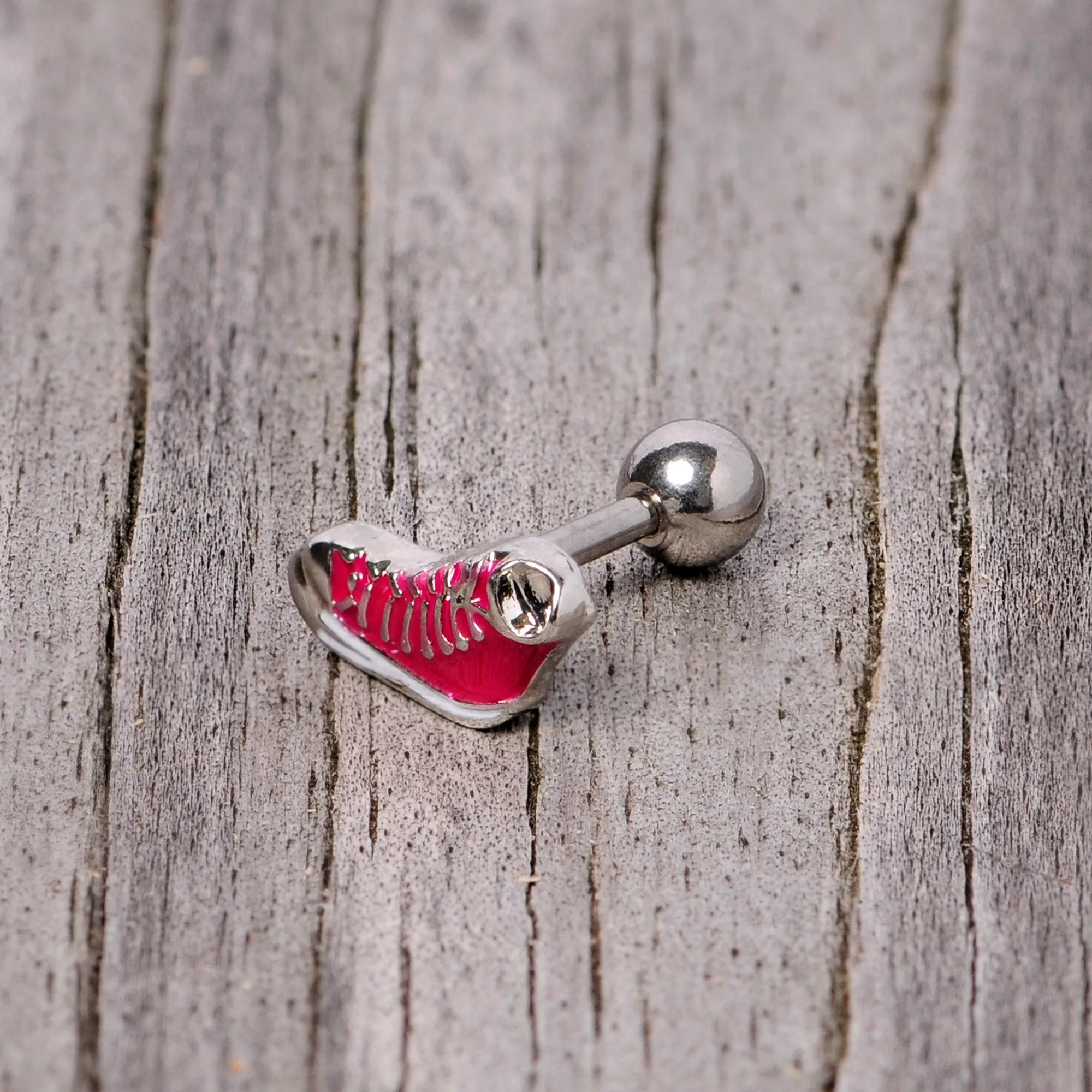 16 Gauge 1/4 Pink High Top Sneaker Cartilage Tragus Earring