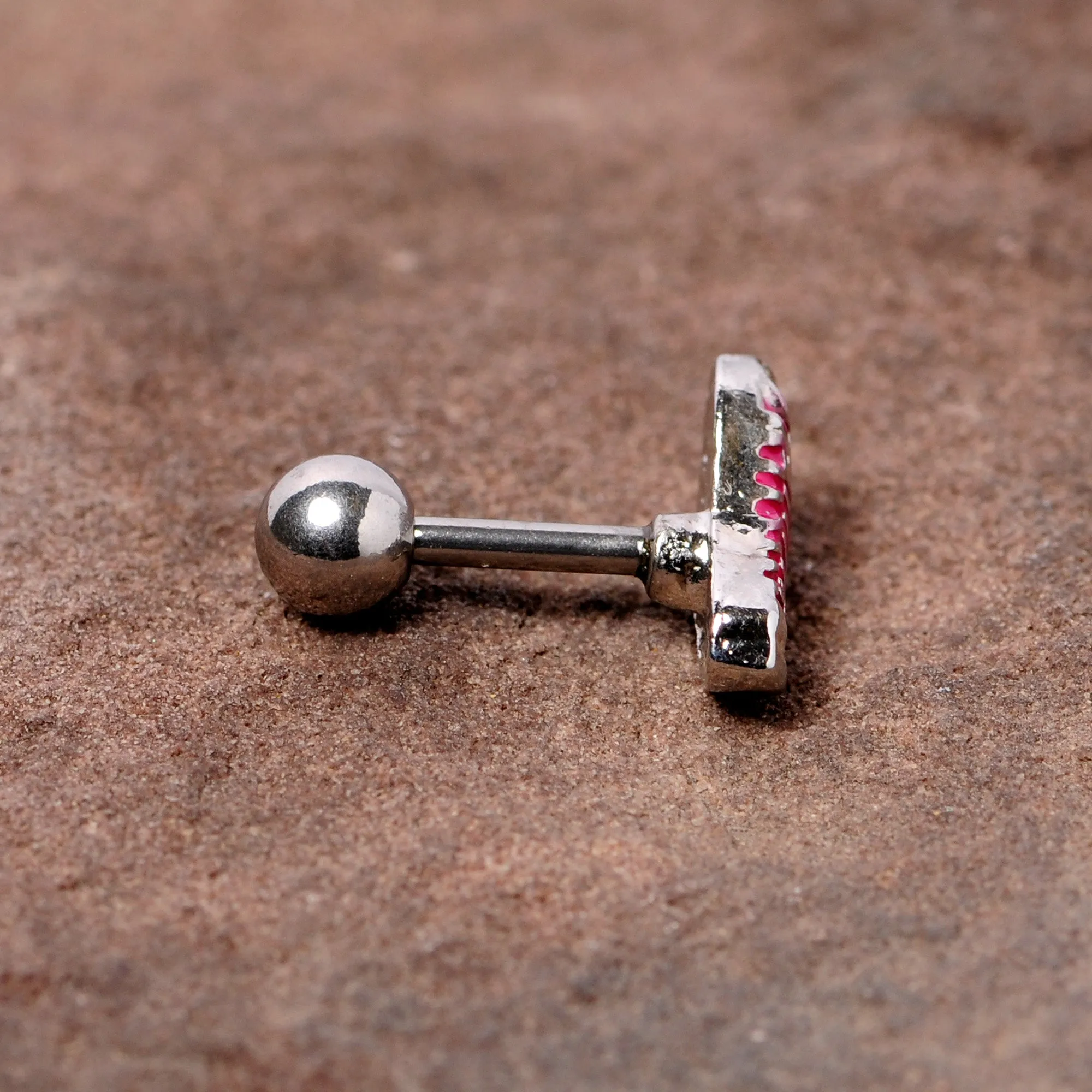 16 Gauge 1/4 Pink High Top Sneaker Cartilage Tragus Earring