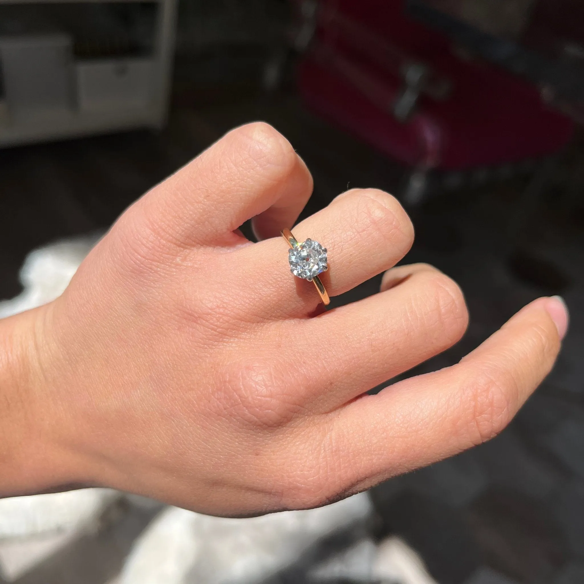 1.61ct Old Mine Cut Diamond Solitaire, GIA I SI2