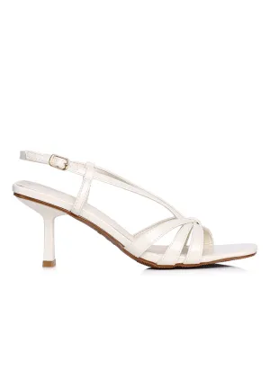 Aaliyah Patent Strappy Heels With Bow (White)