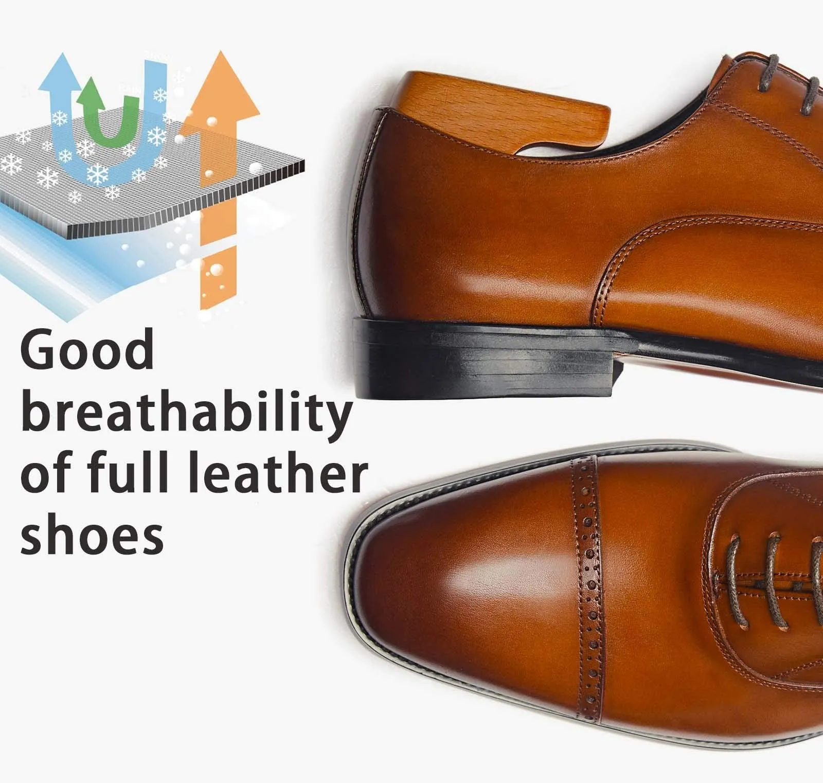 ALIPASINM Men's Oxford Formal Comfortable Dress Shoes Genuine Leathers Brown