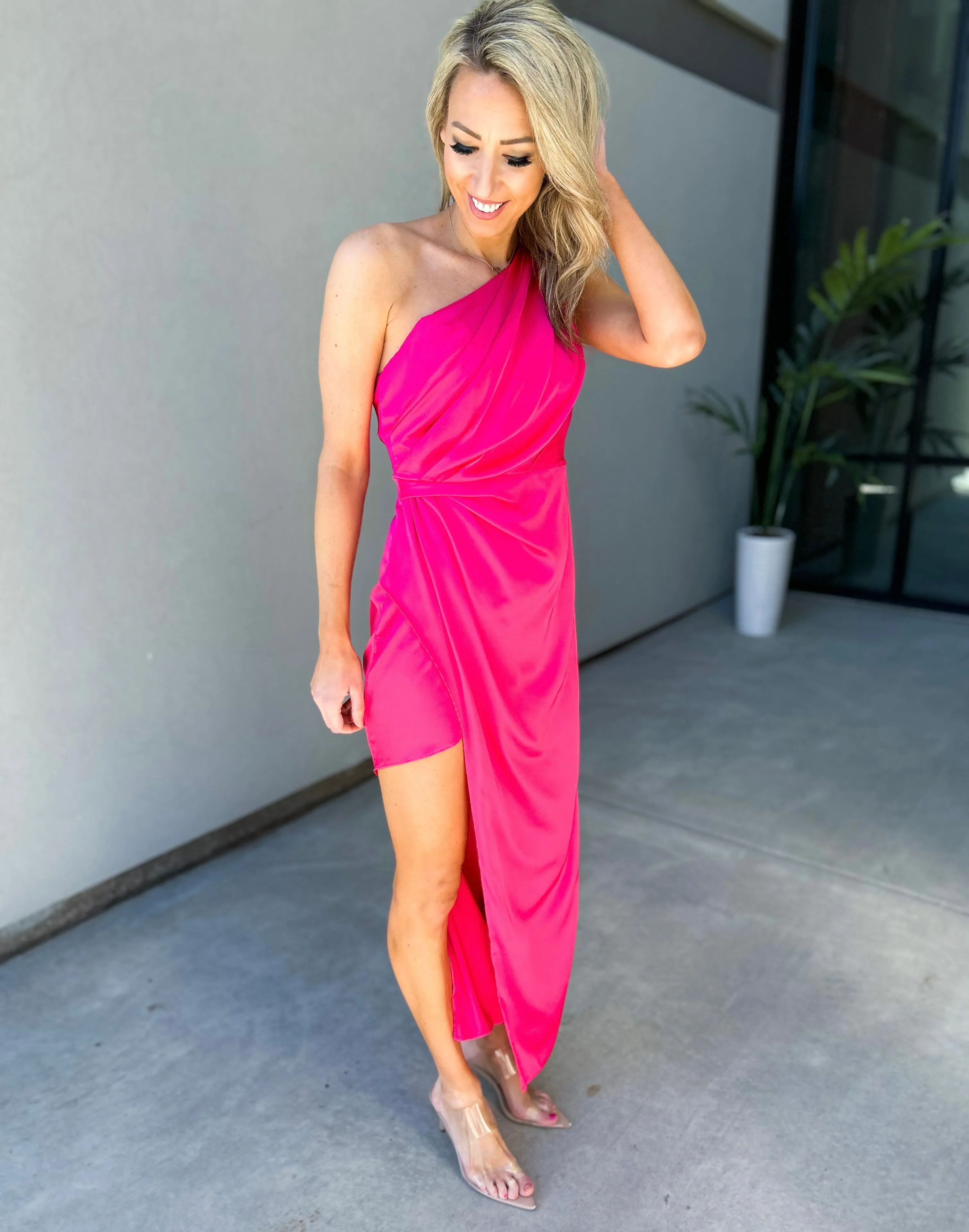 Always You Satin One Shoulder Dress