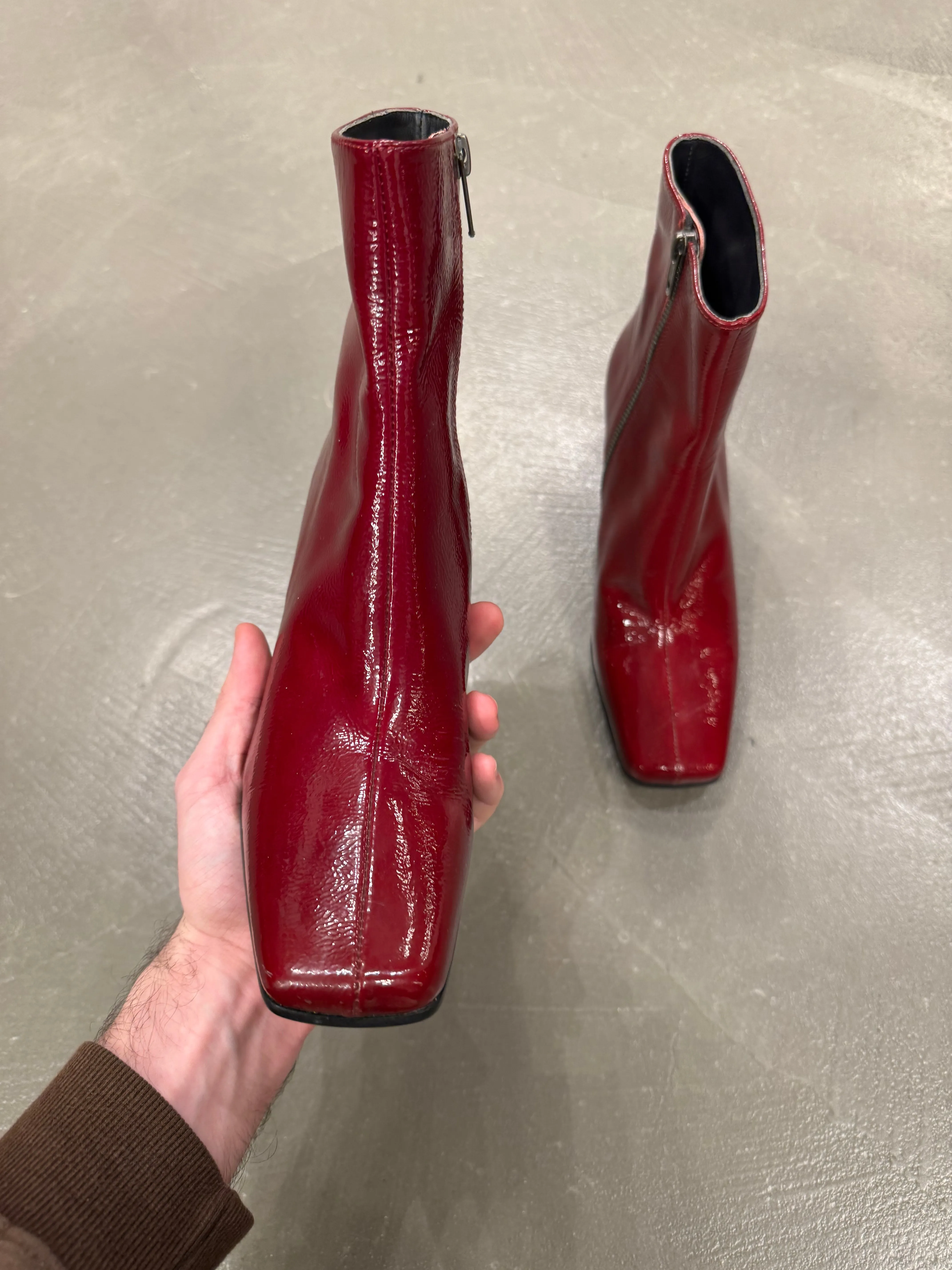 Ann Demeulemeester red ankle boots