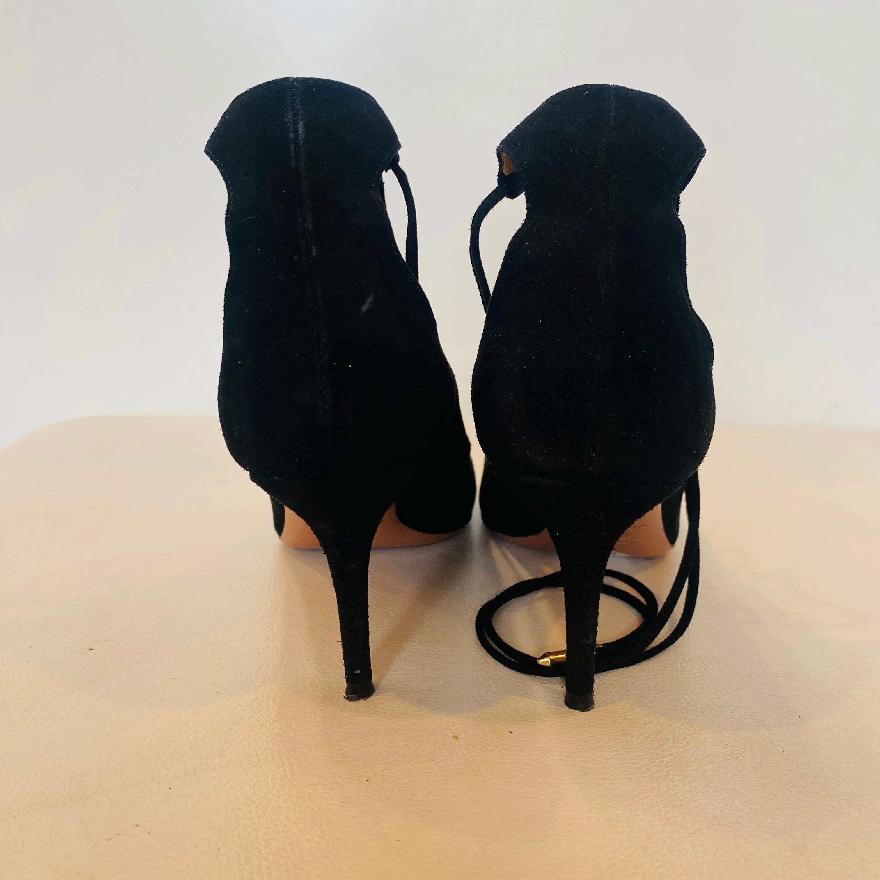 AQUAZZURA Christy Pump 75 Suede Black Size 37
