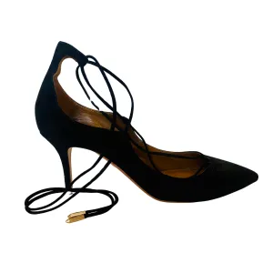 AQUAZZURA Christy Pump 75 Suede Black Size 37