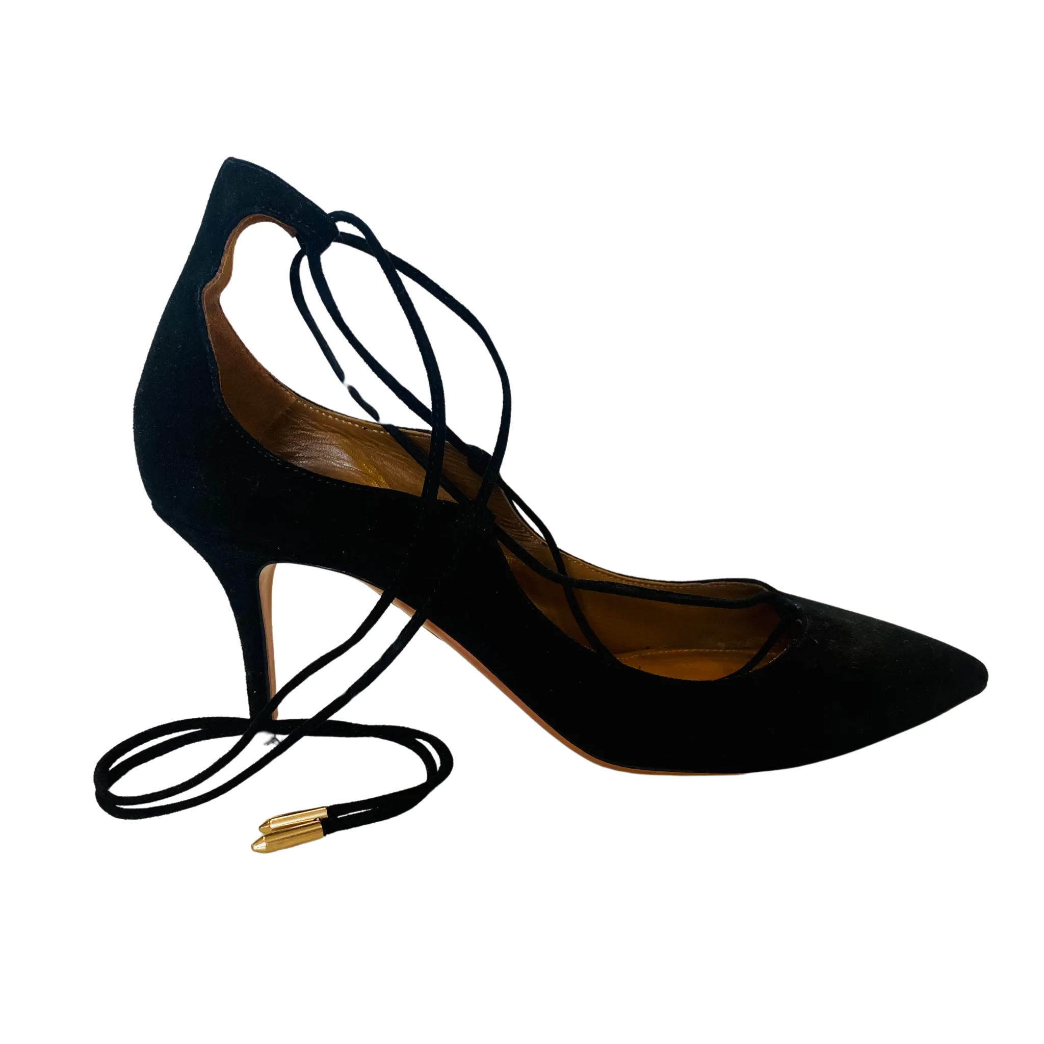 AQUAZZURA Christy Pump 75 Suede Black Size 37