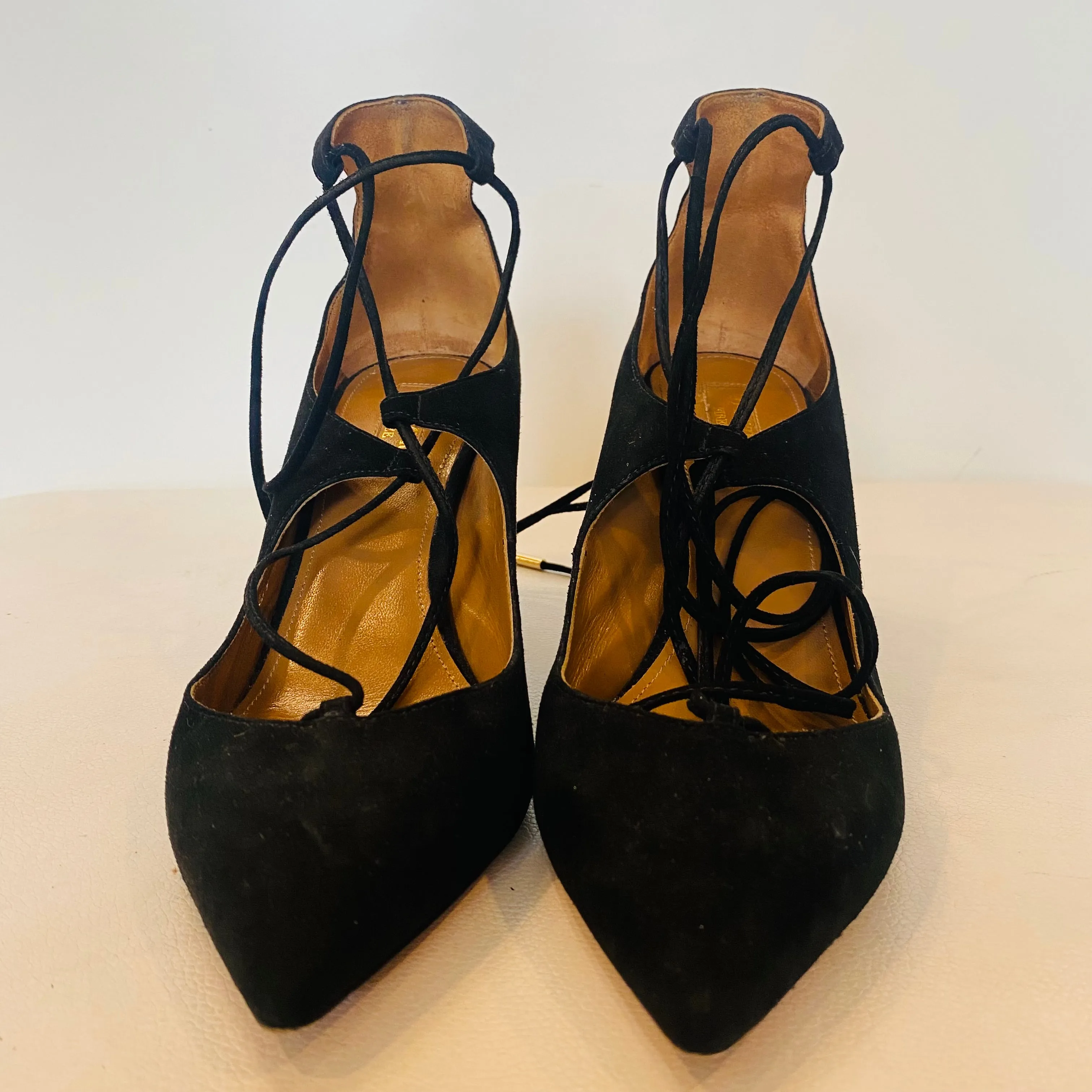 AQUAZZURA Christy Pump 75 Suede Black Size 37
