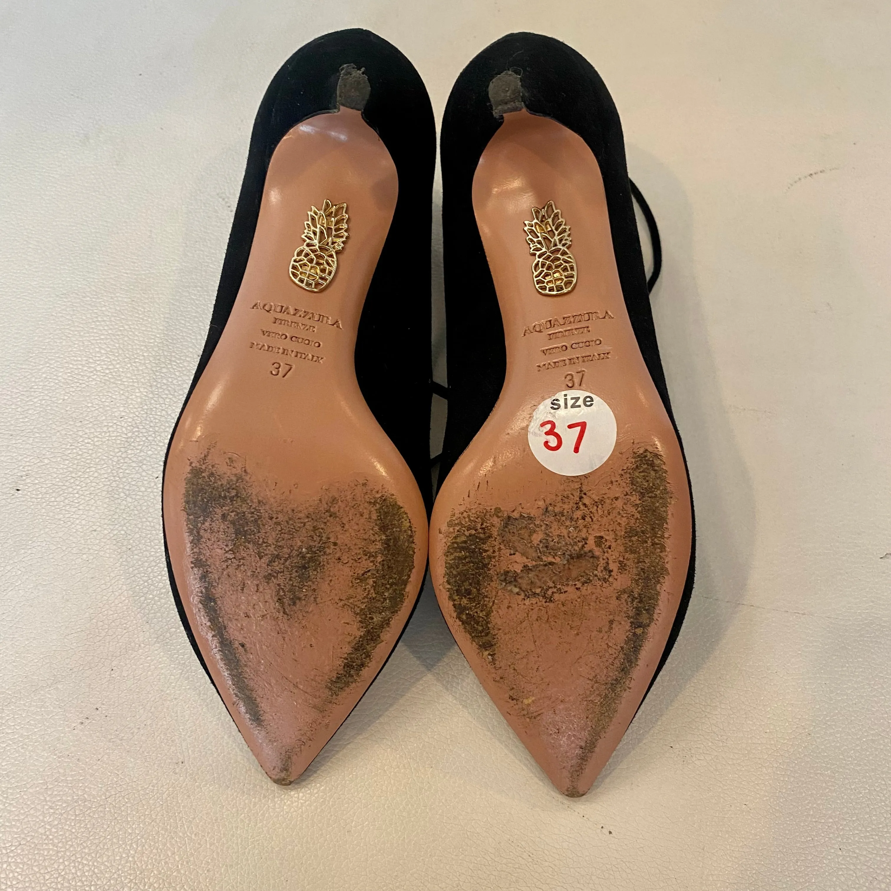AQUAZZURA Christy Pump 75 Suede Black Size 37