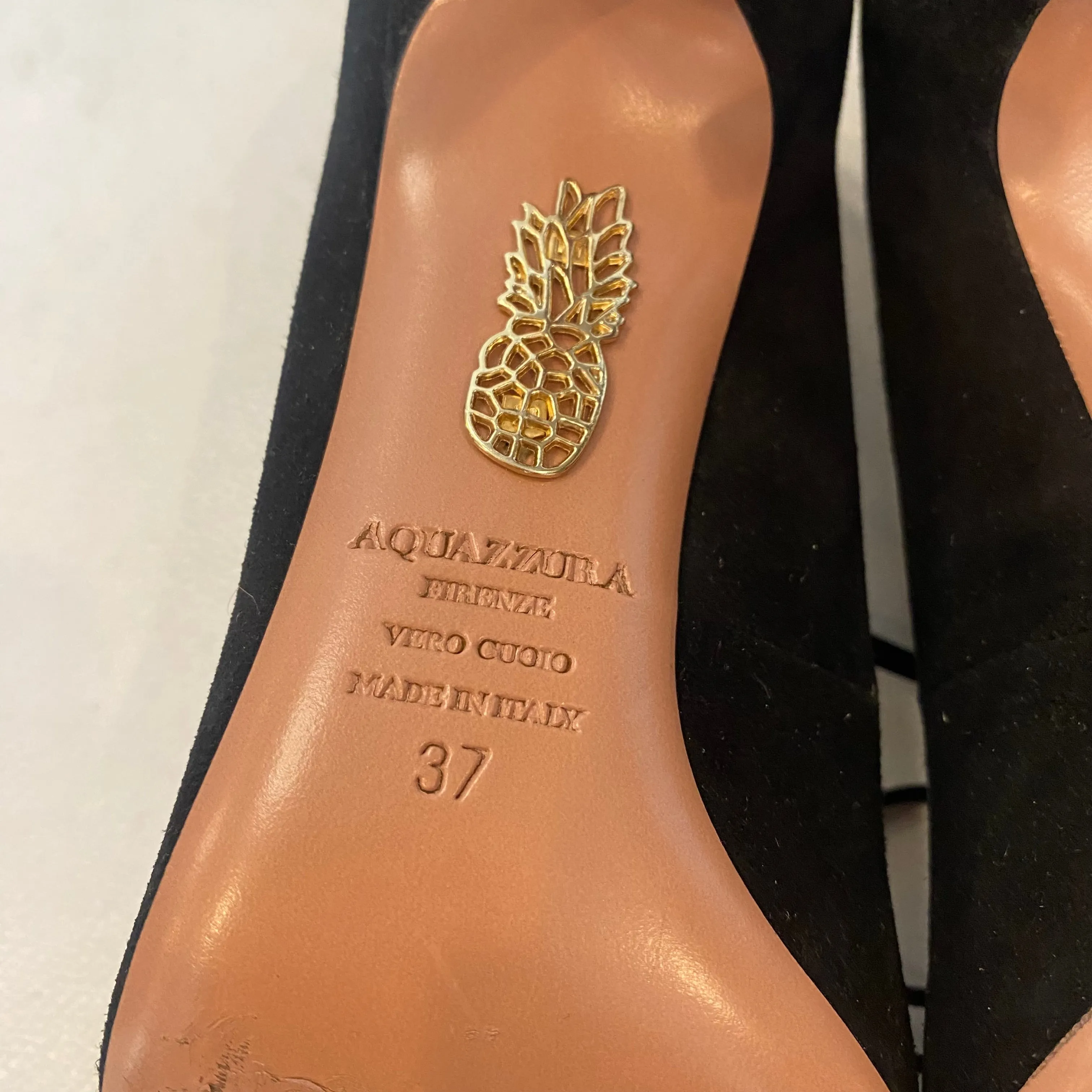 AQUAZZURA Christy Pump 75 Suede Black Size 37