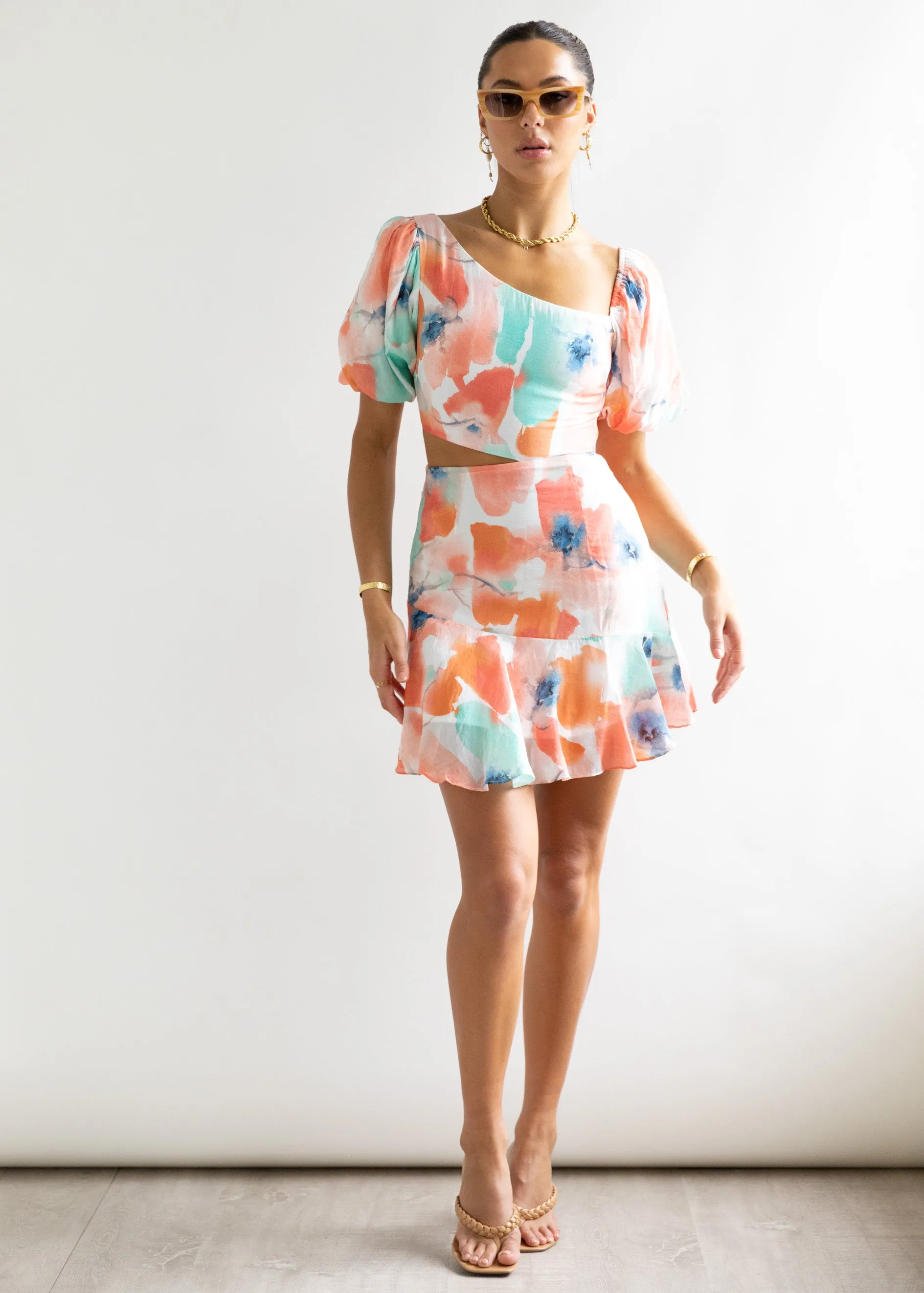 Bahari Dress - Orange Watercolour