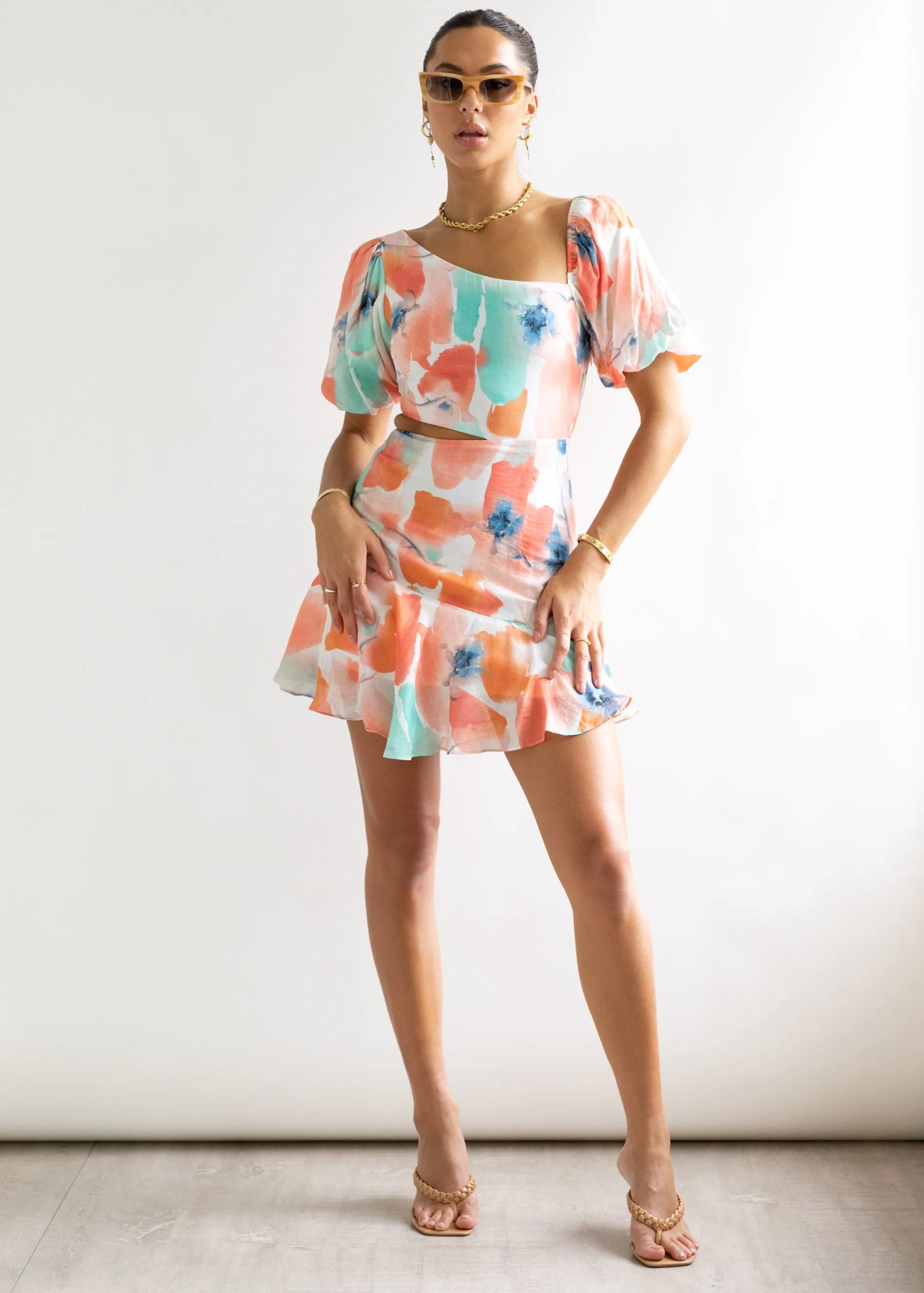 Bahari Dress - Orange Watercolour