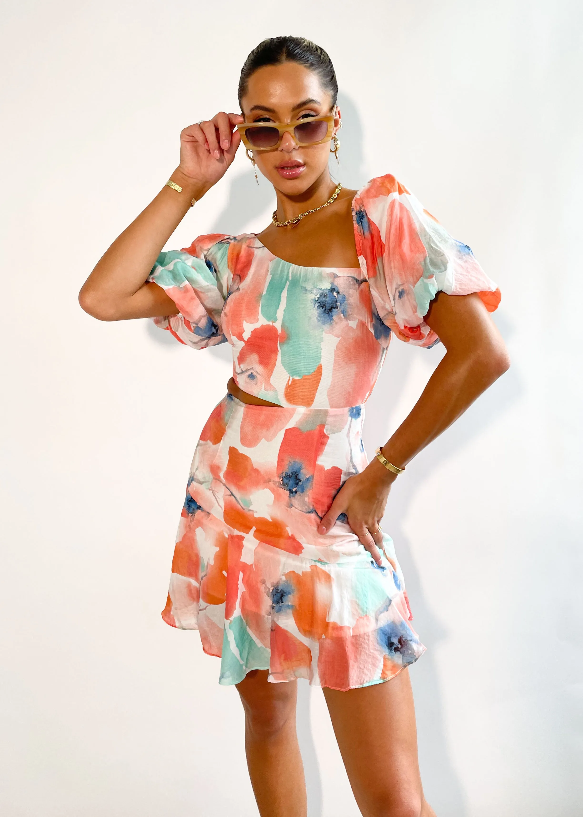 Bahari Dress - Orange Watercolour