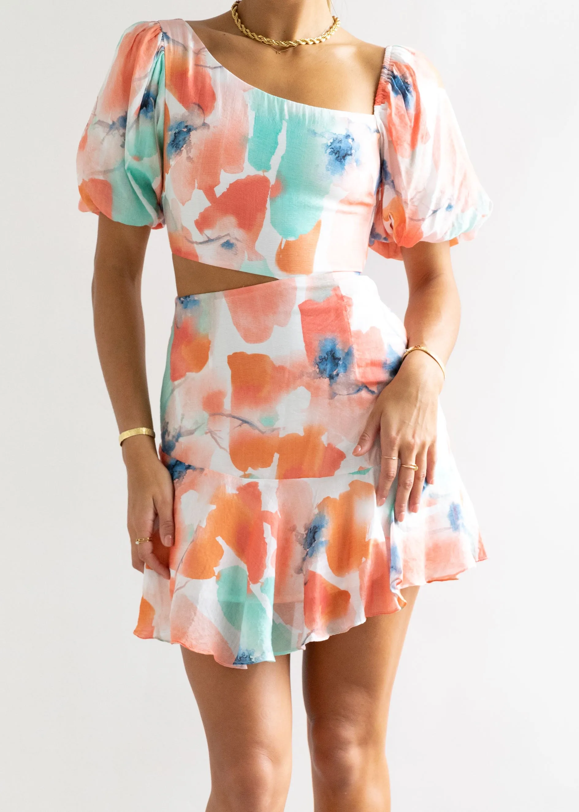 Bahari Dress - Orange Watercolour
