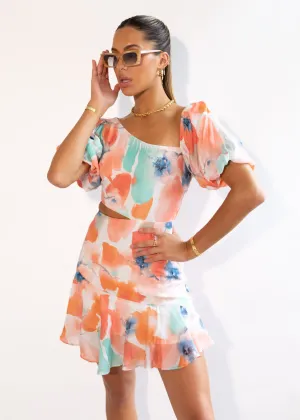 Bahari Dress - Orange Watercolour