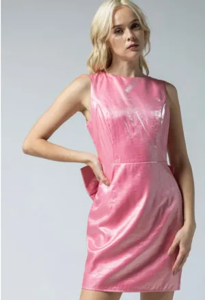BARBIE PINK STATEMENT BOW MINI DRESS