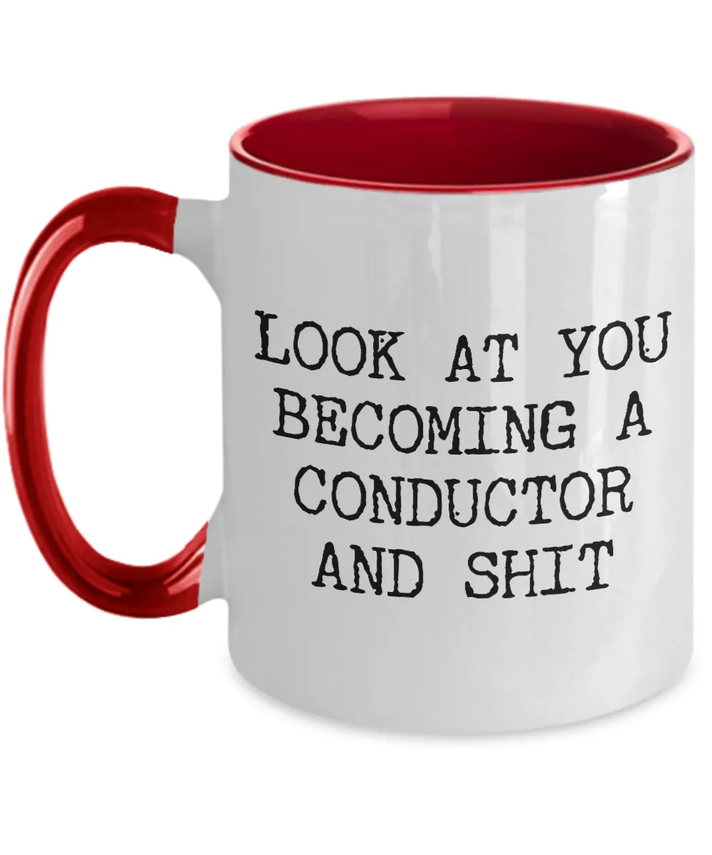 Becoming Conductor Mug Two-Tone Coffee Cup Funny Gift