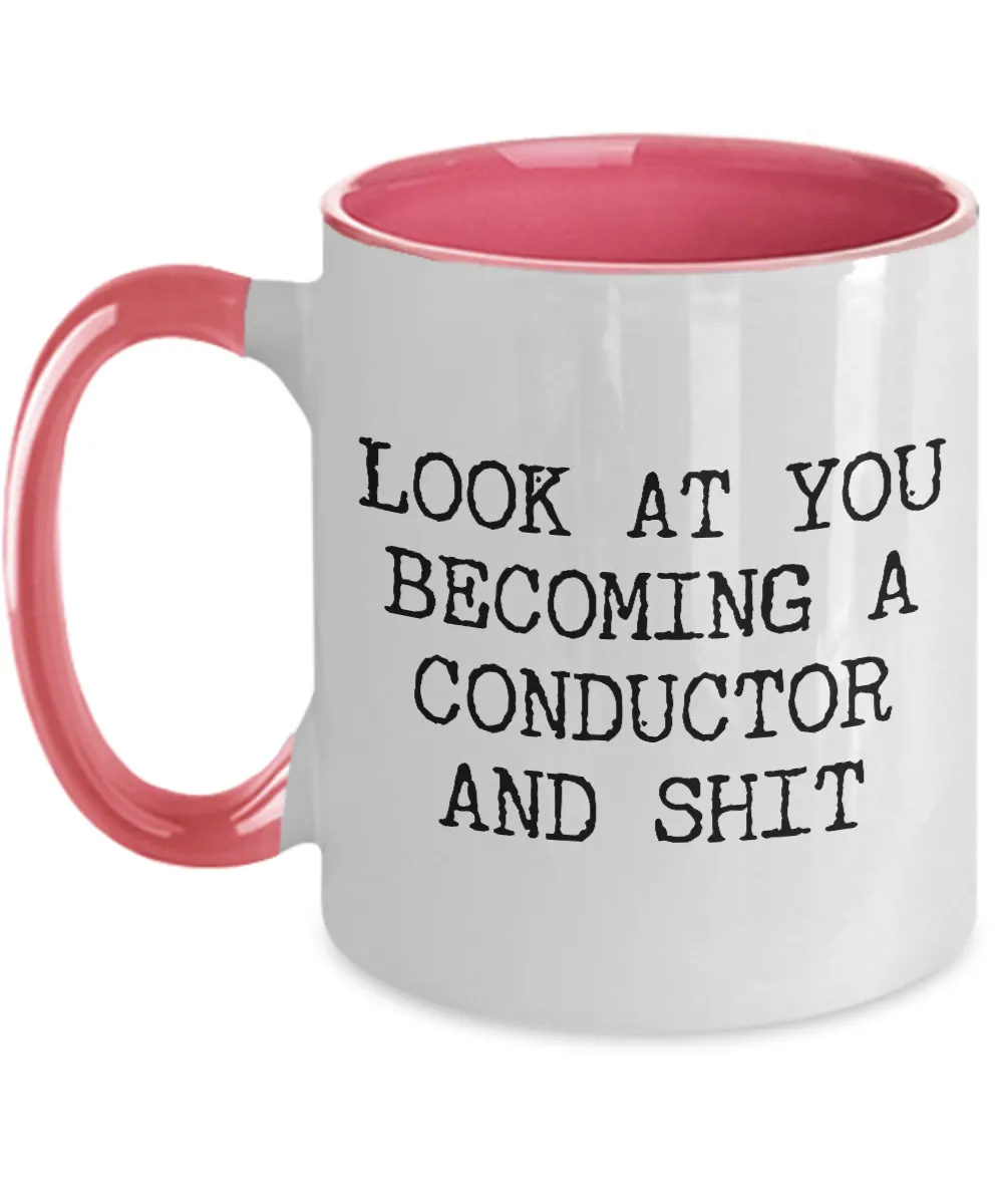 Becoming Conductor Mug Two-Tone Coffee Cup Funny Gift