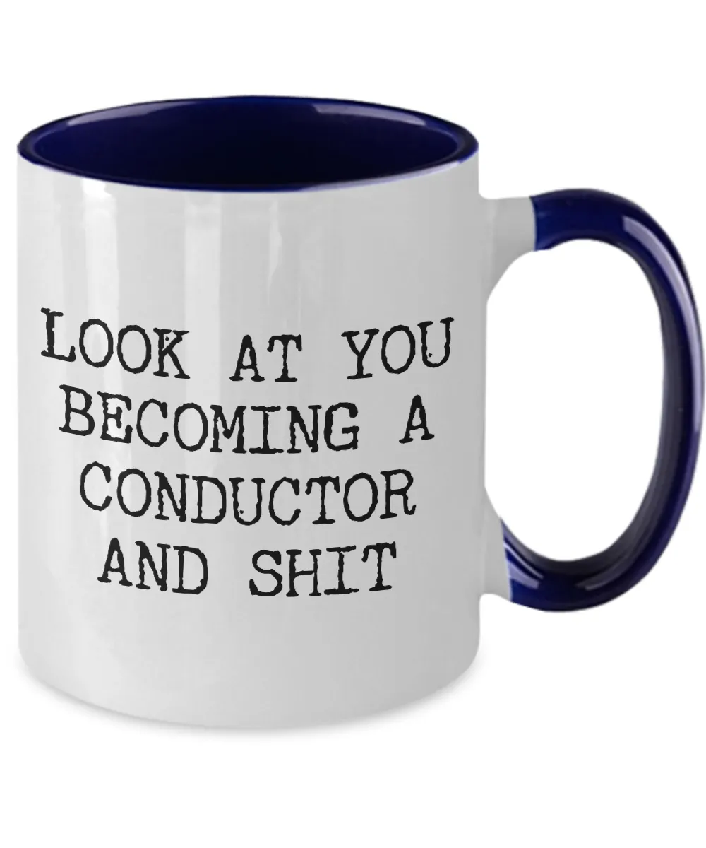 Becoming Conductor Mug Two-Tone Coffee Cup Funny Gift