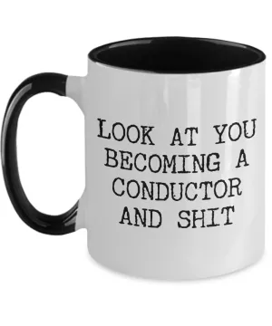 Becoming Conductor Mug Two-Tone Coffee Cup Funny Gift