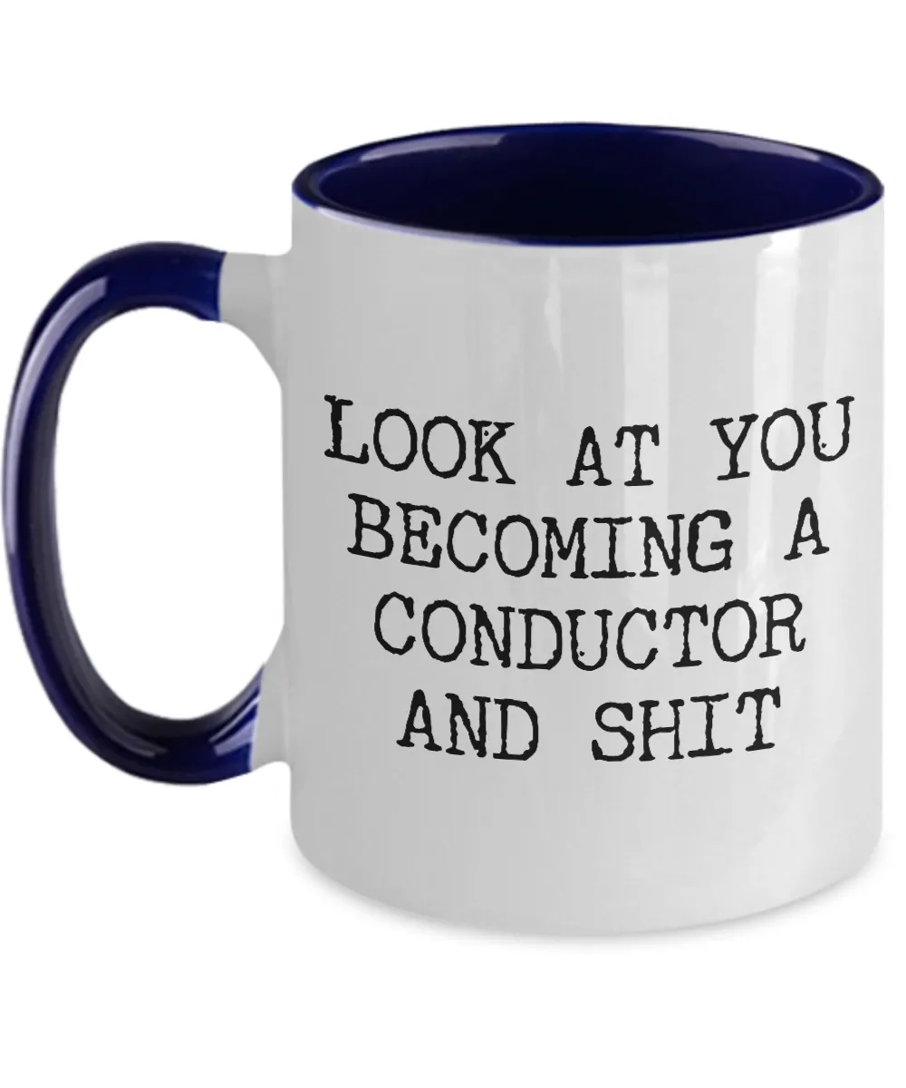 Becoming Conductor Mug Two-Tone Coffee Cup Funny Gift