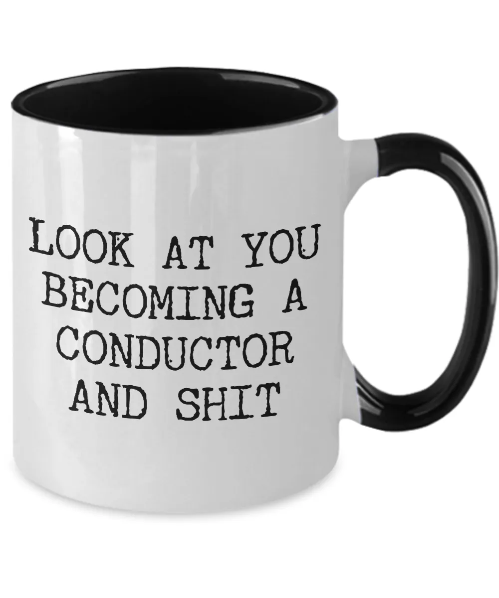 Becoming Conductor Mug Two-Tone Coffee Cup Funny Gift