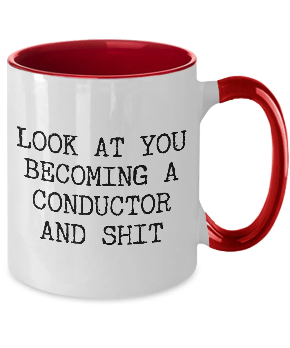 Becoming Conductor Mug Two-Tone Coffee Cup Funny Gift