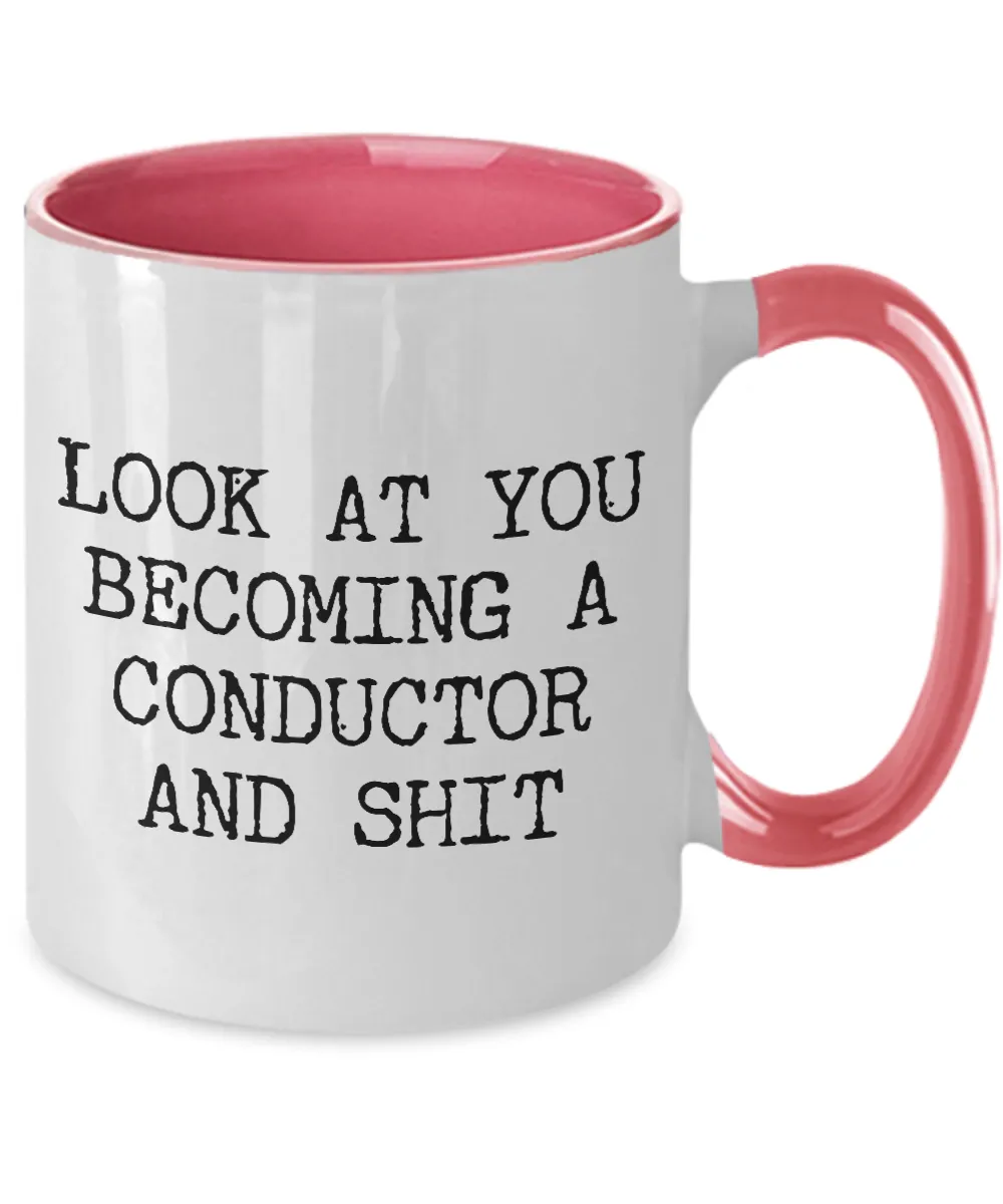 Becoming Conductor Mug Two-Tone Coffee Cup Funny Gift