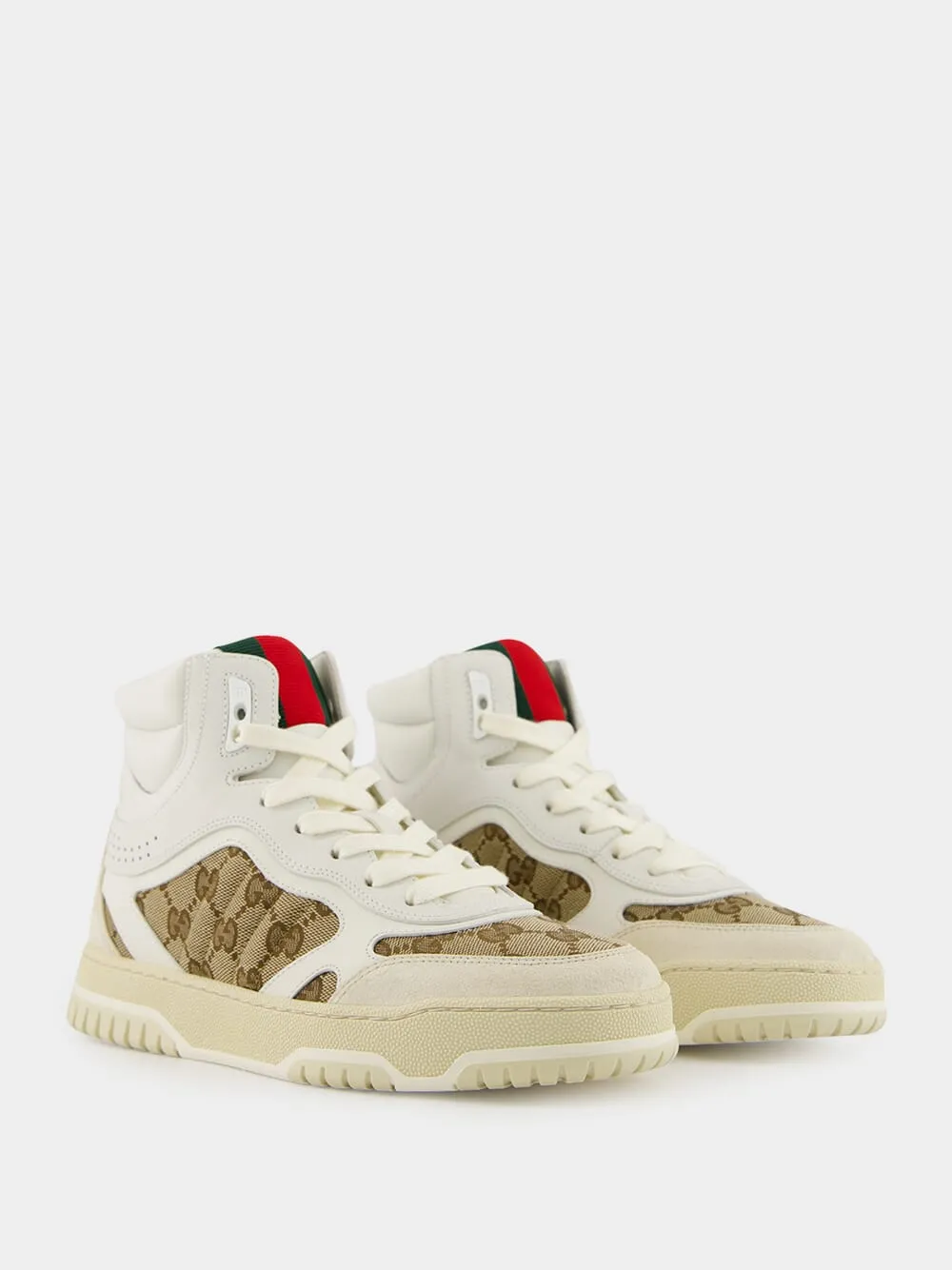 Beige GG Sweet Leather High-Top Sneakers