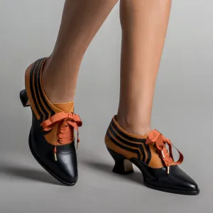 Bernadette Edwardian Oxfords Wide (Cognac/Black)