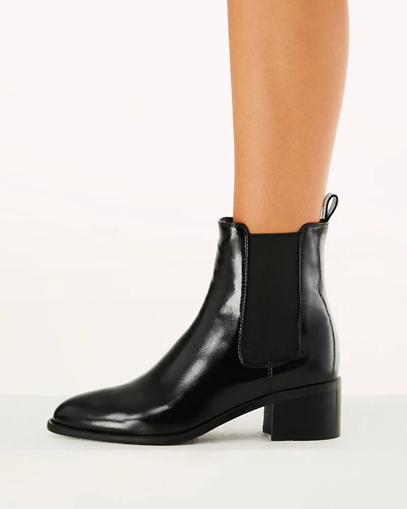 Billini Novalee Black Shine Chelsea Ankle Boots