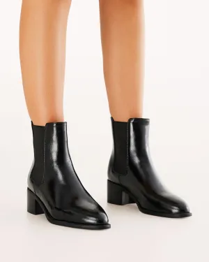 Billini Novalee Black Shine Chelsea Ankle Boots