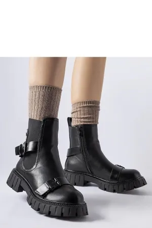 Black ankle heel boots with a massive sole