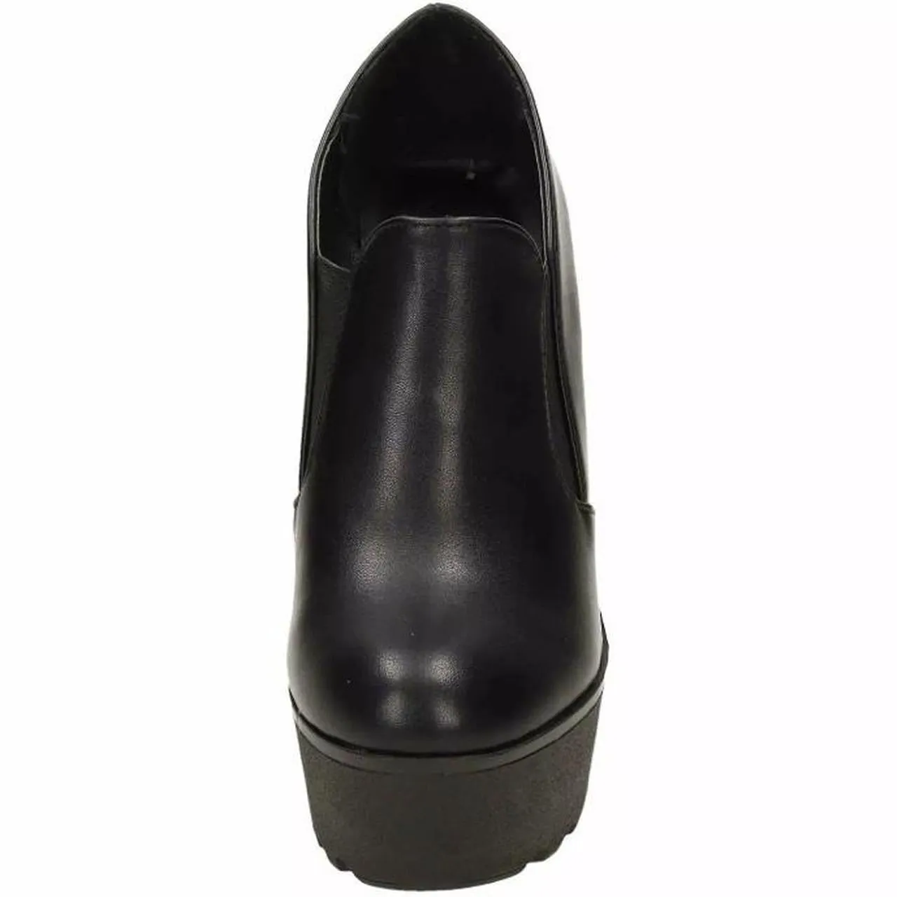 Black Faux Leather Chunky Mary Jane Heels