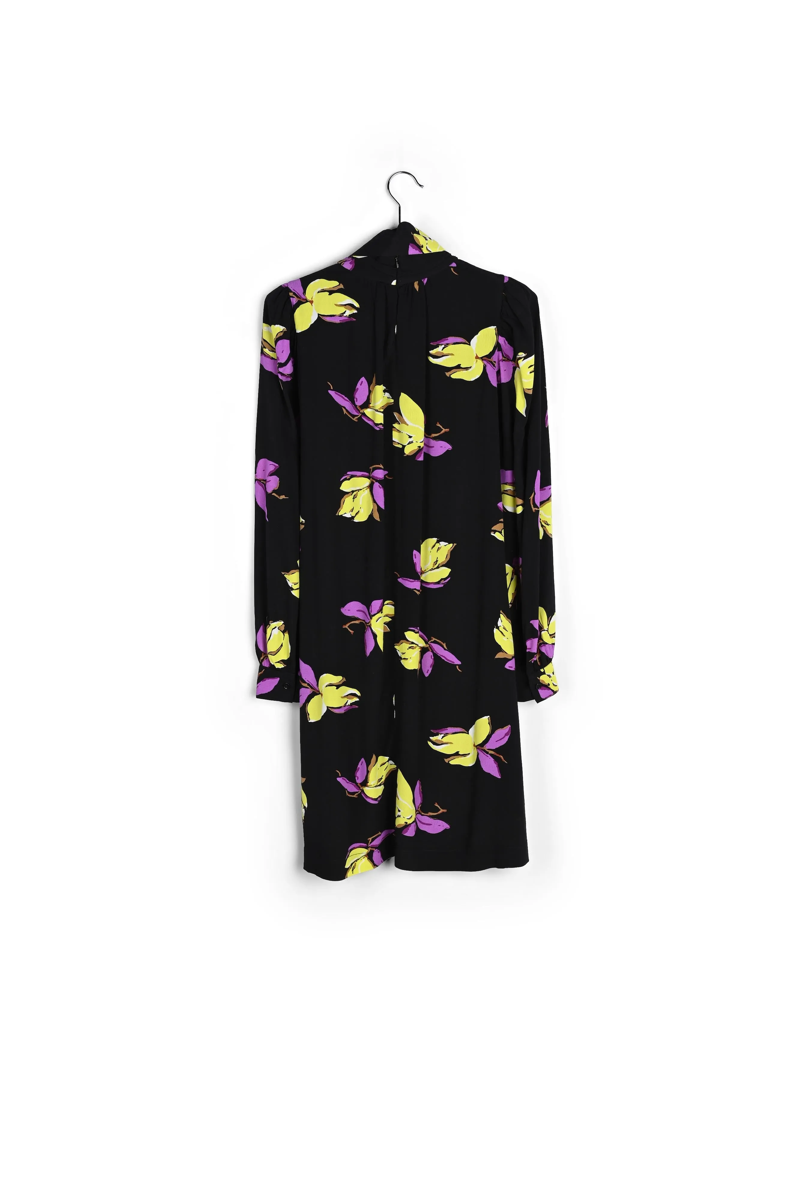 Black floral-printed mini dress