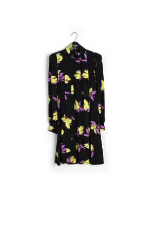 Black floral-printed mini dress