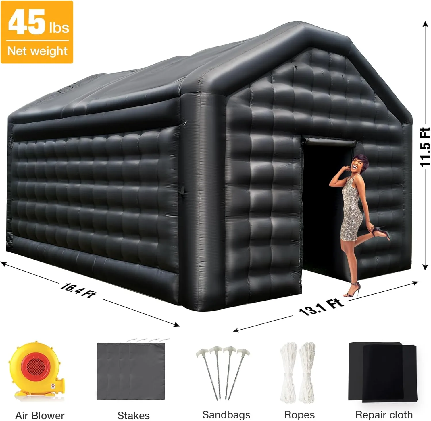 Black Inflatable Night Club Disco Tent with Logo