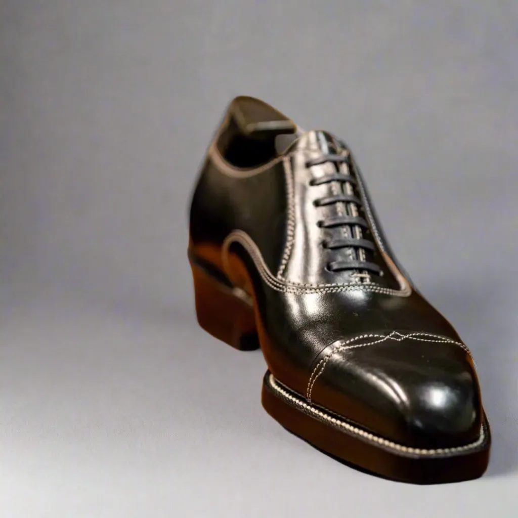 Black Leather Isolde Brogue Parisian Oxfords - Formal Shoes