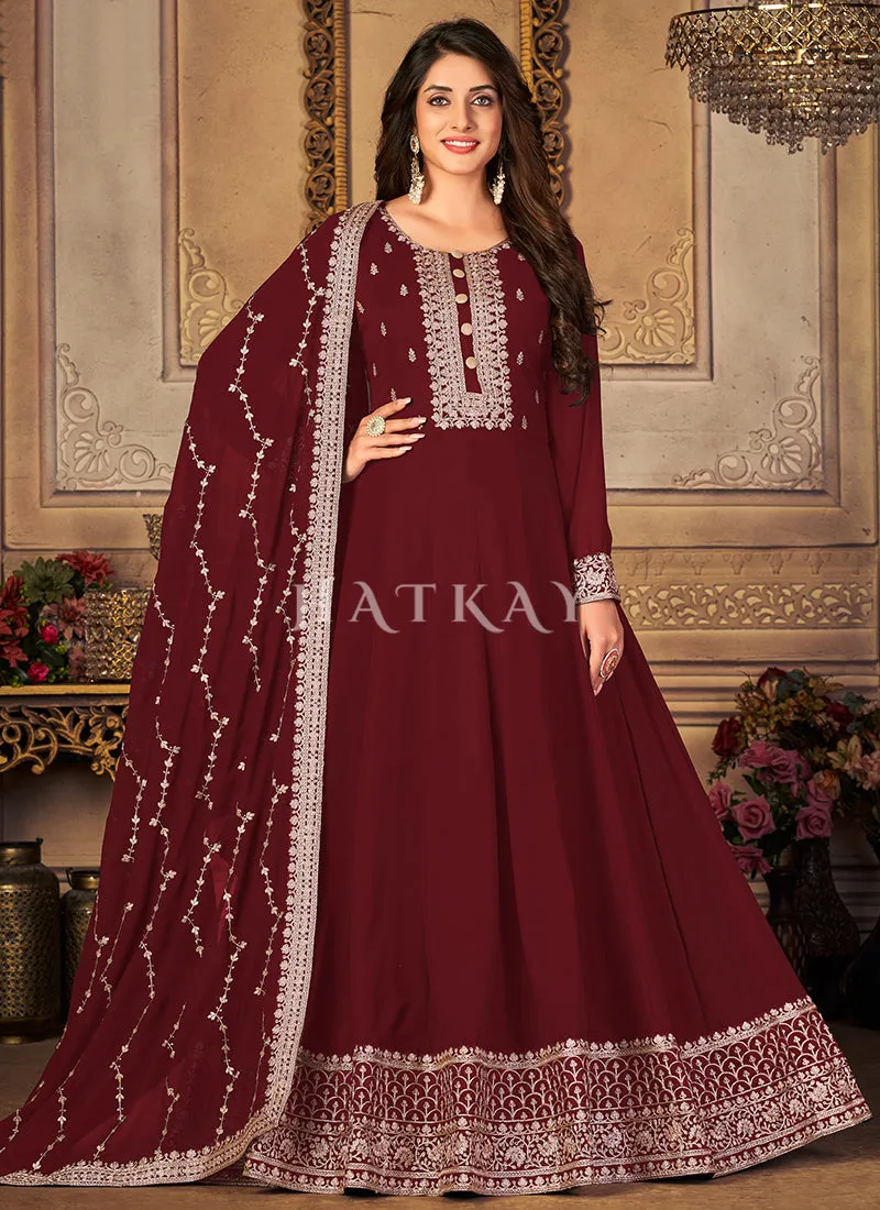 Bridal Red Zari Embroidery Traditional Anarkali Suit