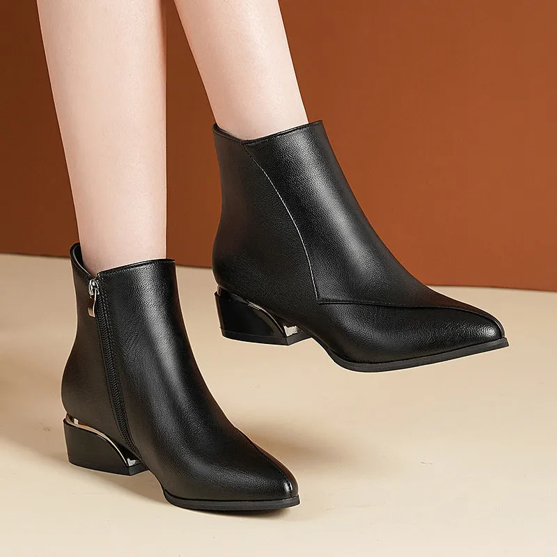 British-style Chunky Heel Martin Boots