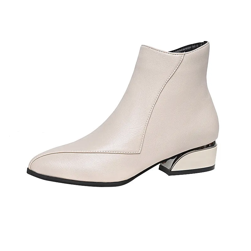 British-style Chunky Heel Martin Boots