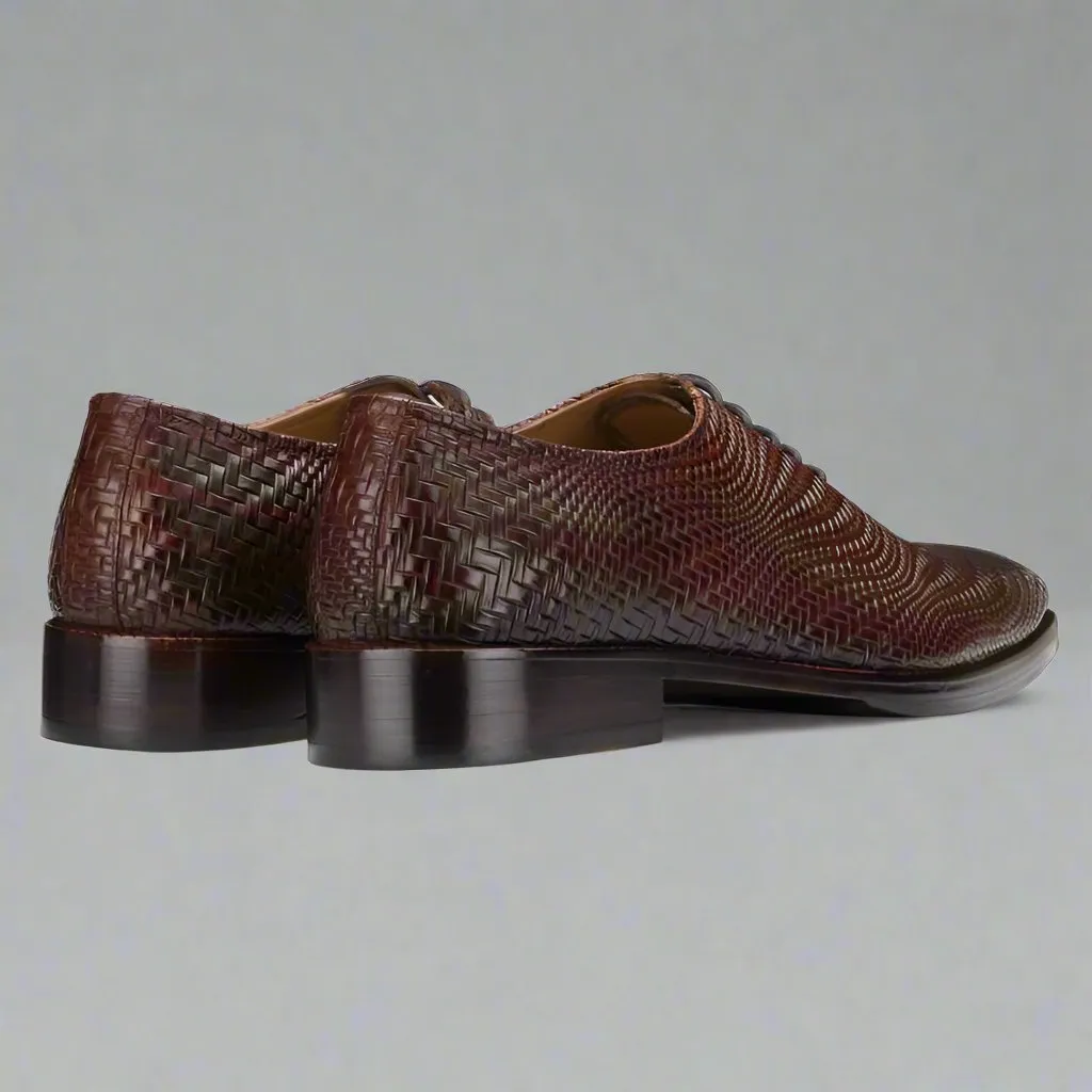 Brown Braided Leather Brogue Oxfords - Formal Shoes