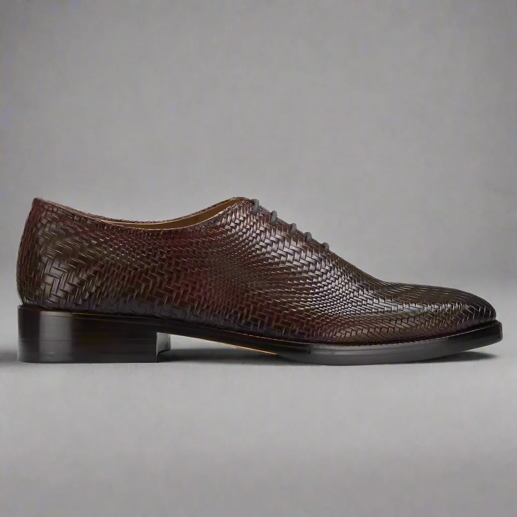 Brown Braided Leather Brogue Oxfords - Formal Shoes