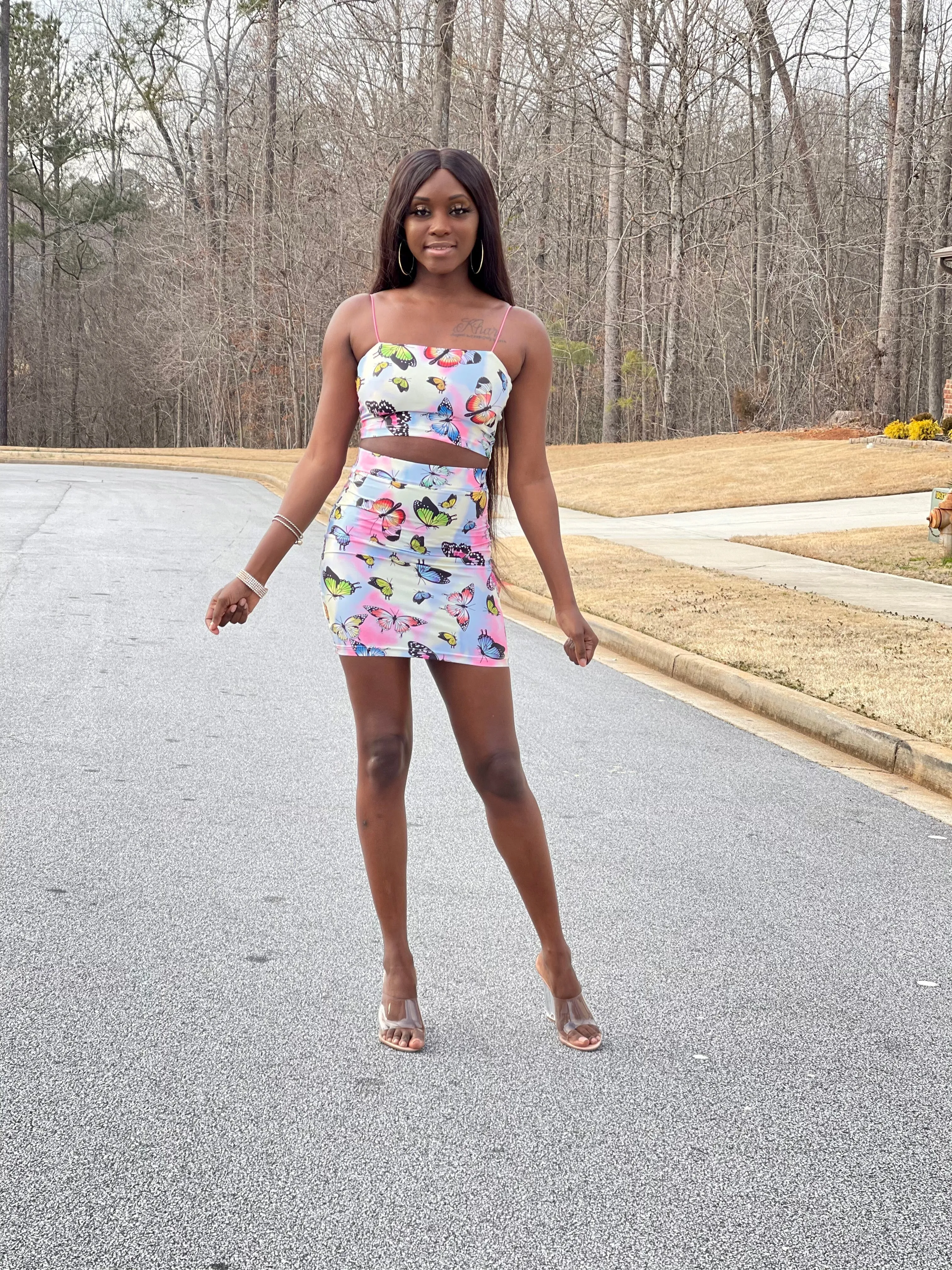 Butterfly Print Skirt Set - FINAL SALE