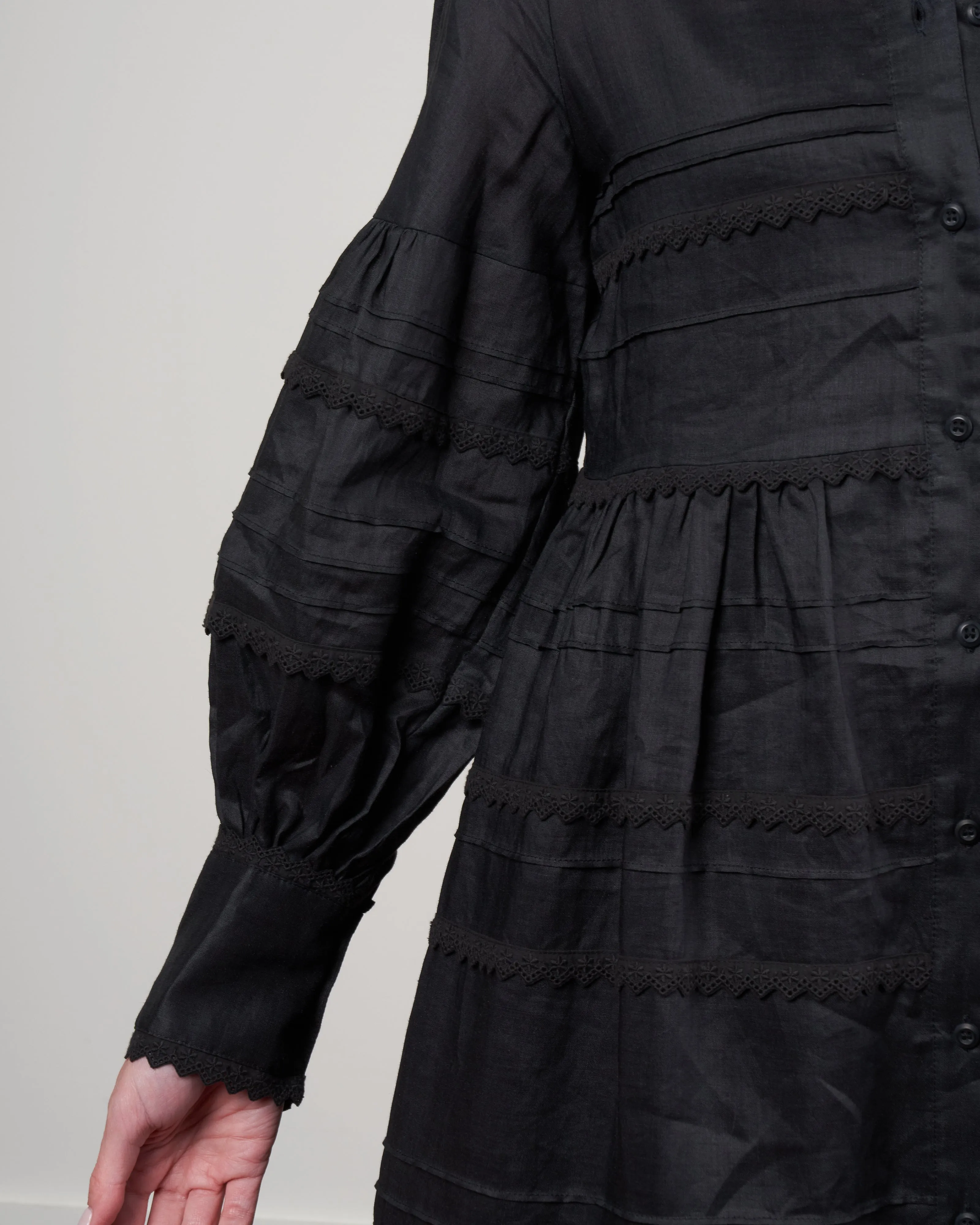 camila balloon sleeve dress - black