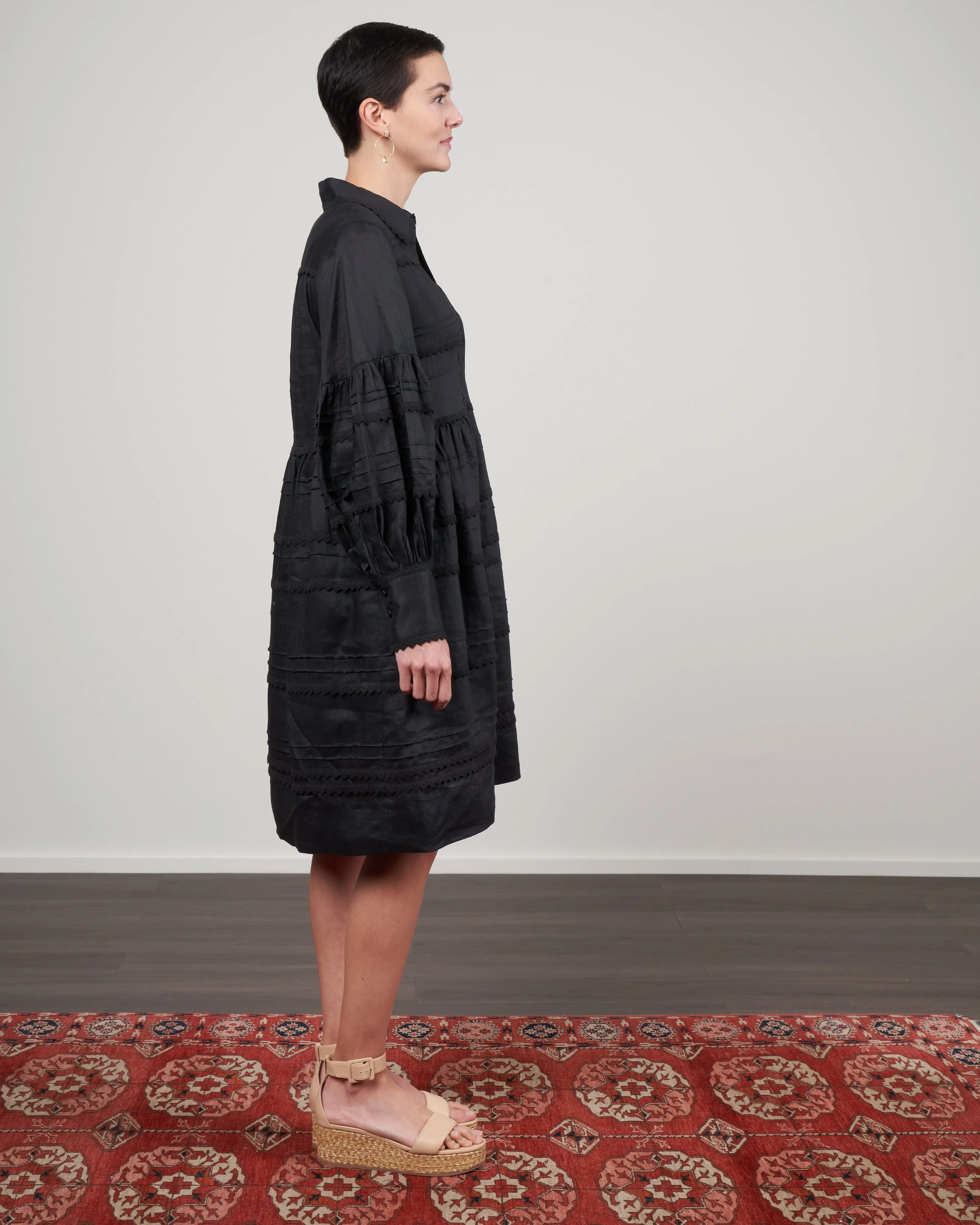 camila balloon sleeve dress - black