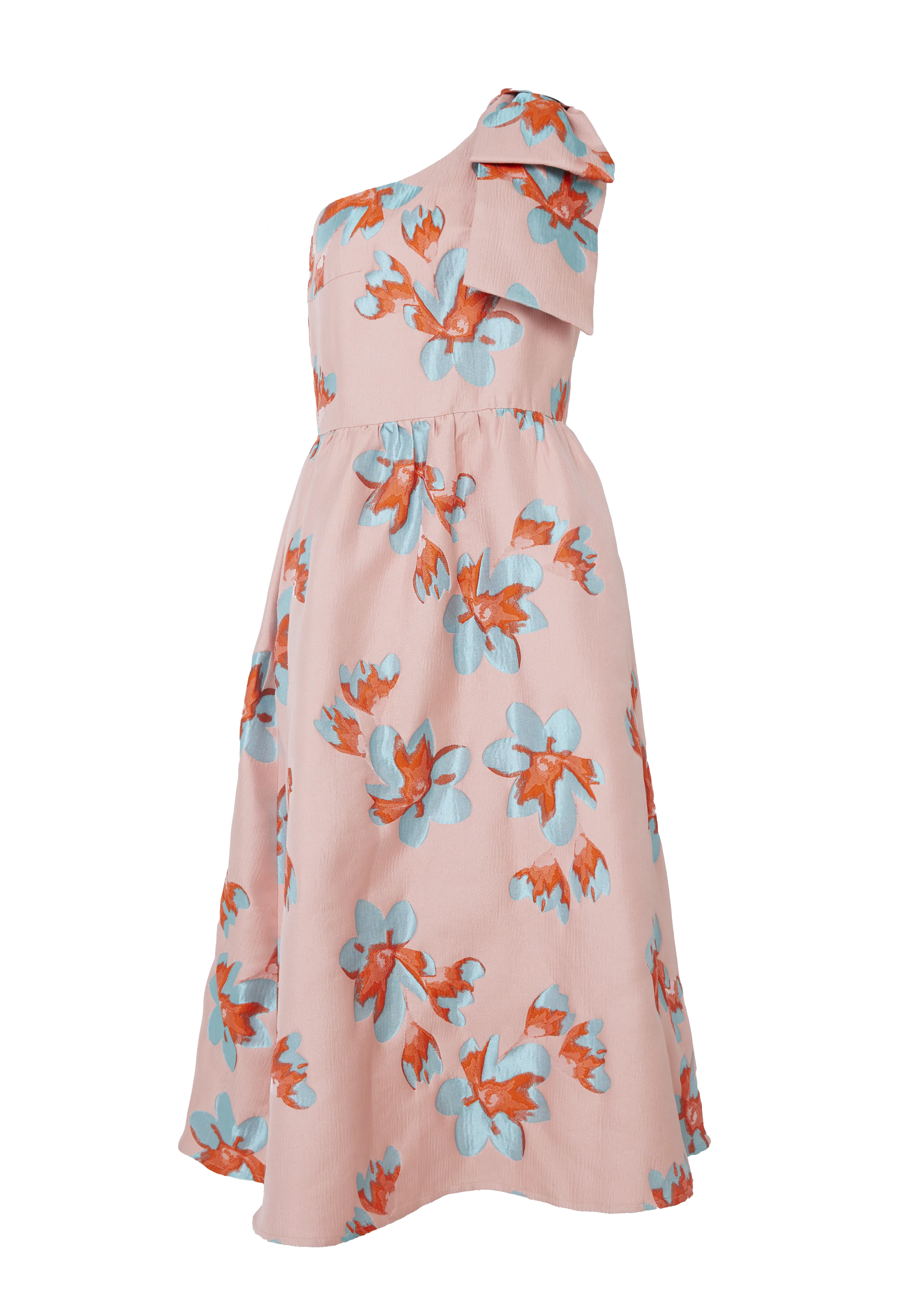 Caroline Dress Pink Plumeria Jacquard
