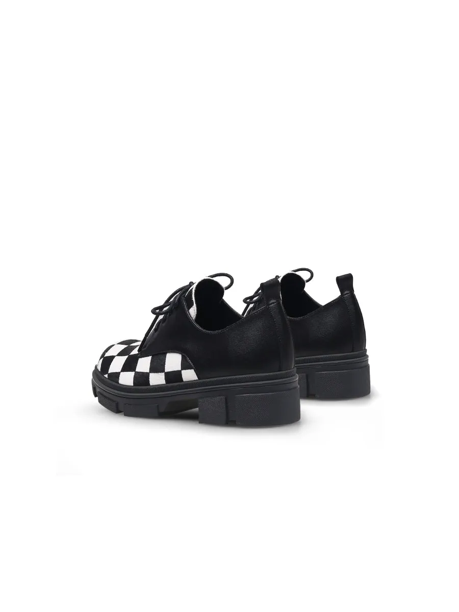 Chess Pattern Matte Leather Oxford