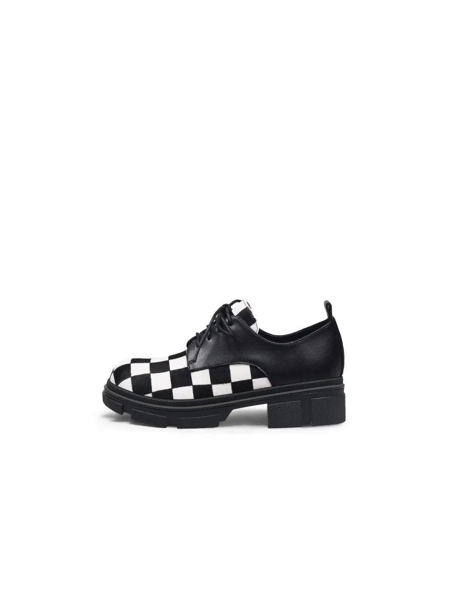 Chess Pattern Matte Leather Oxford