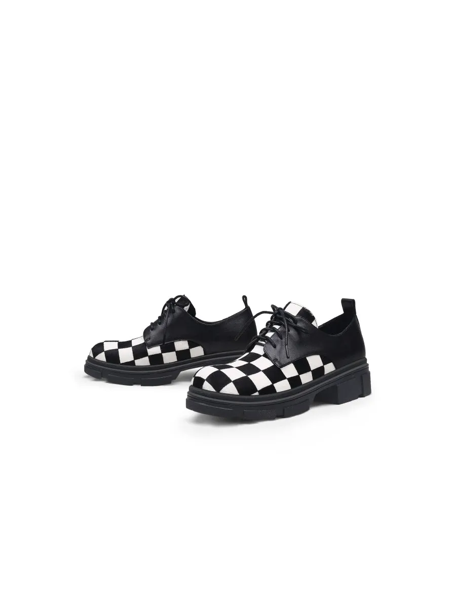 Chess Pattern Matte Leather Oxford